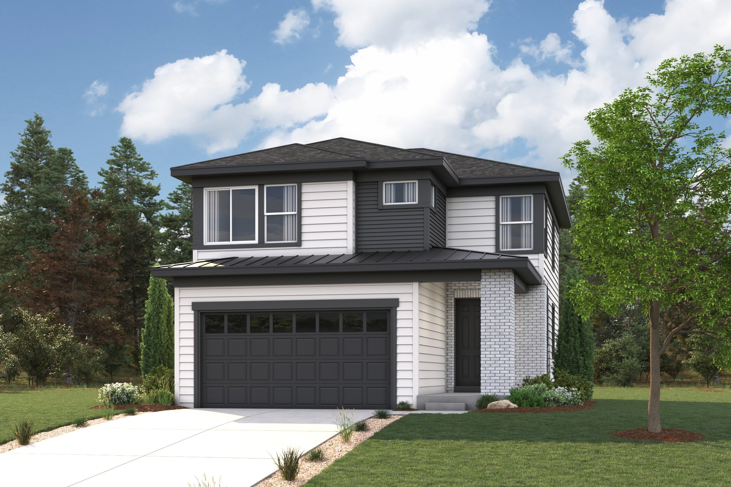 A house with a garage.