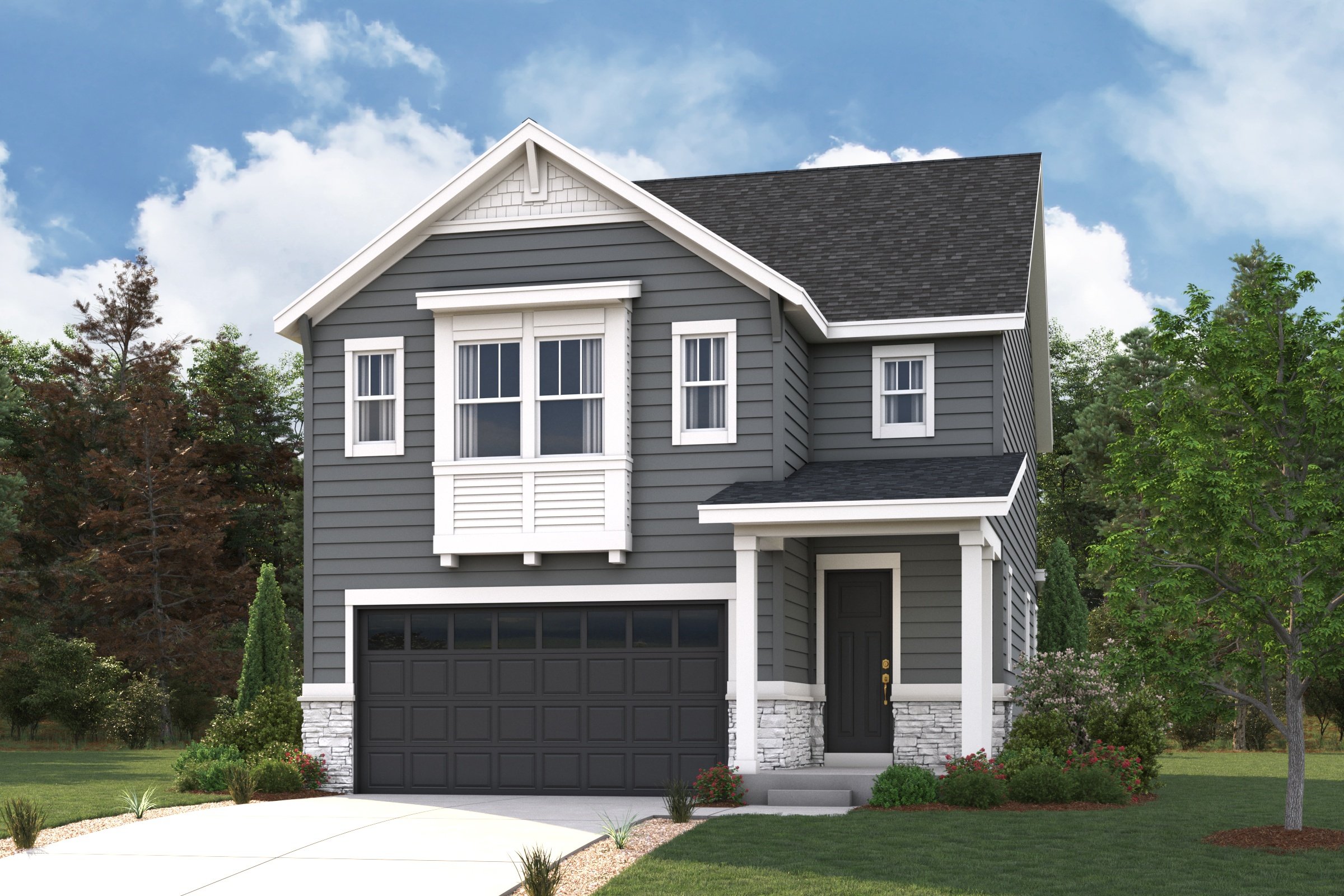 A house with a garage.