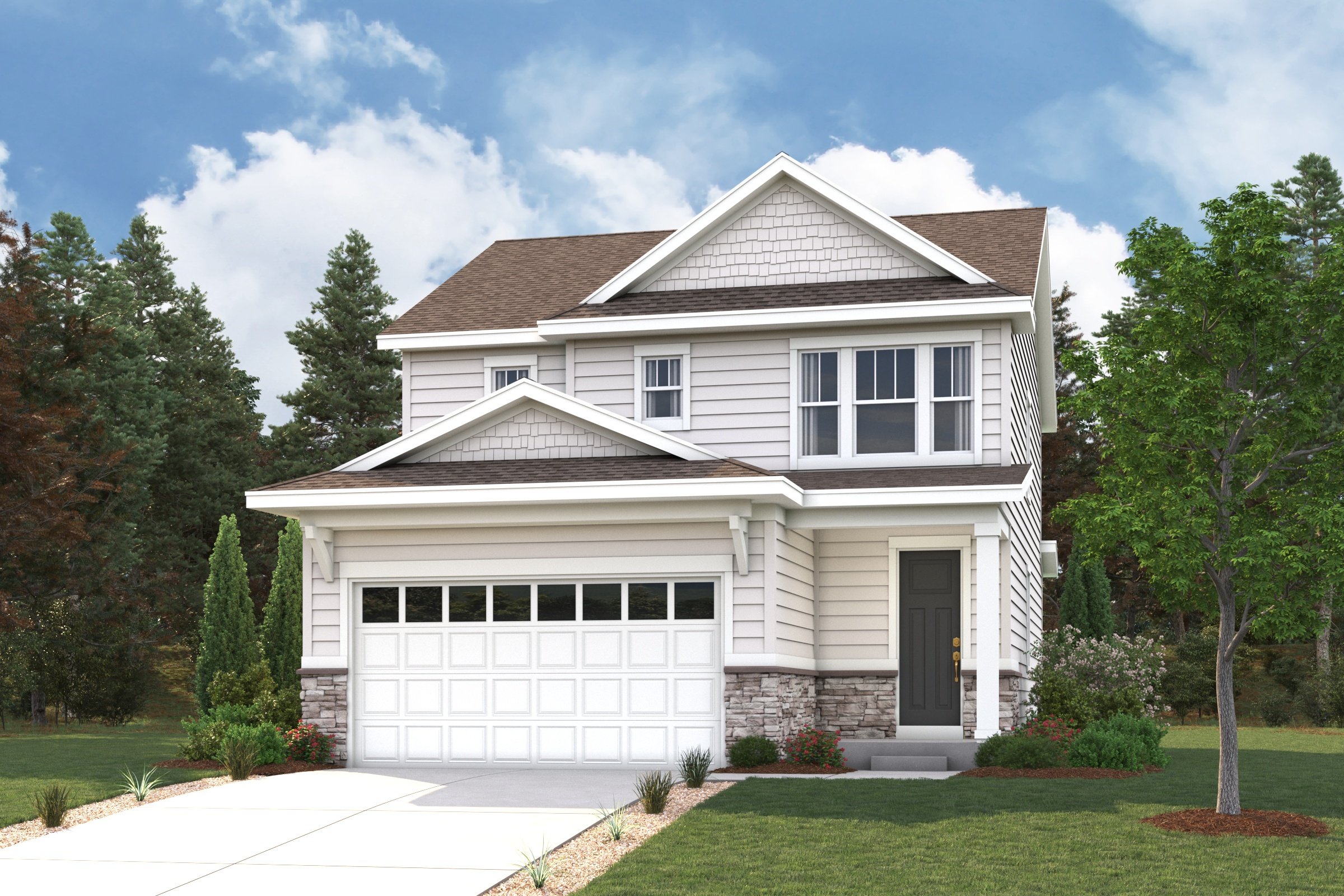 A white house with a driveway.