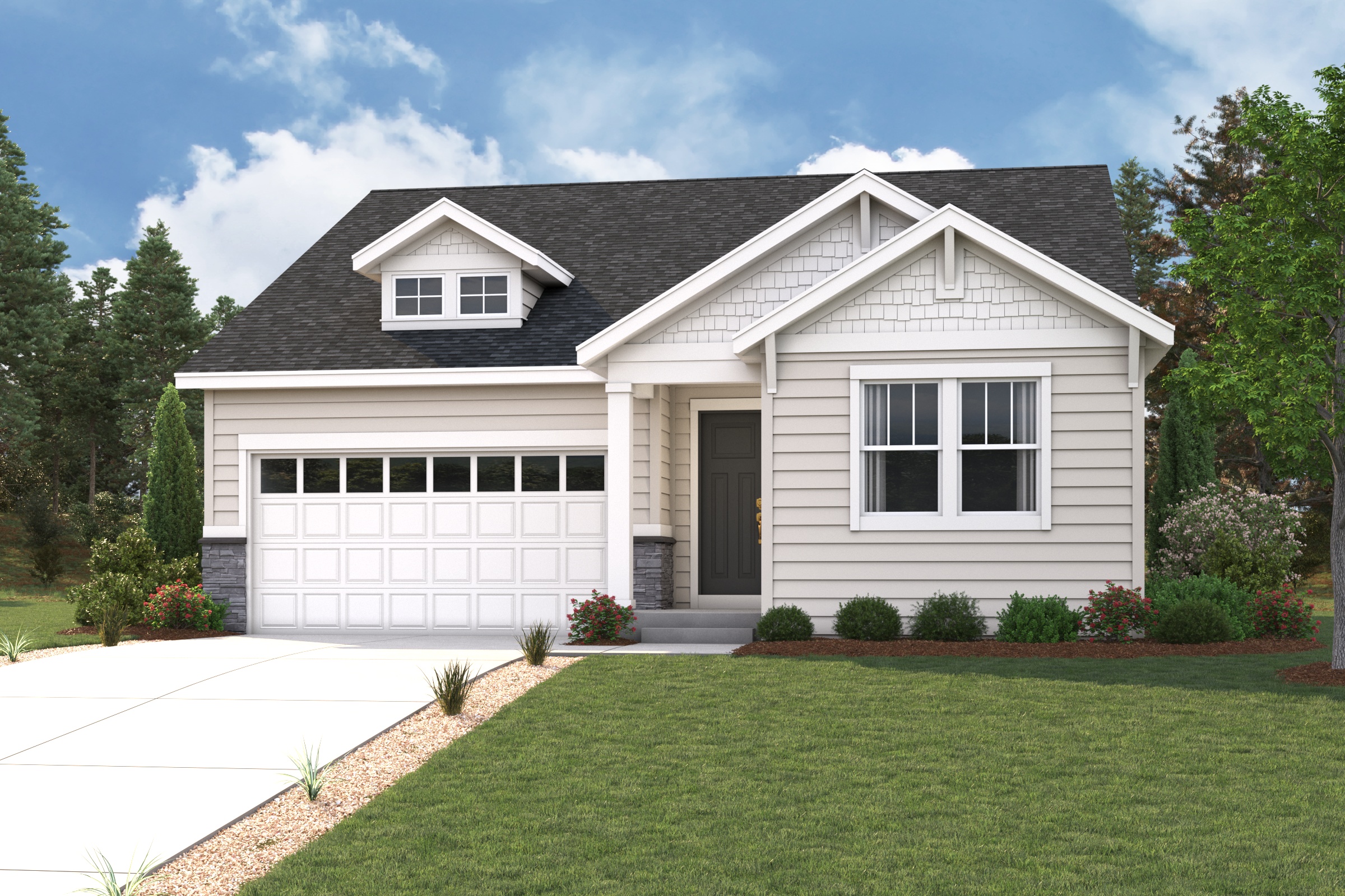 A house with a large front yard.