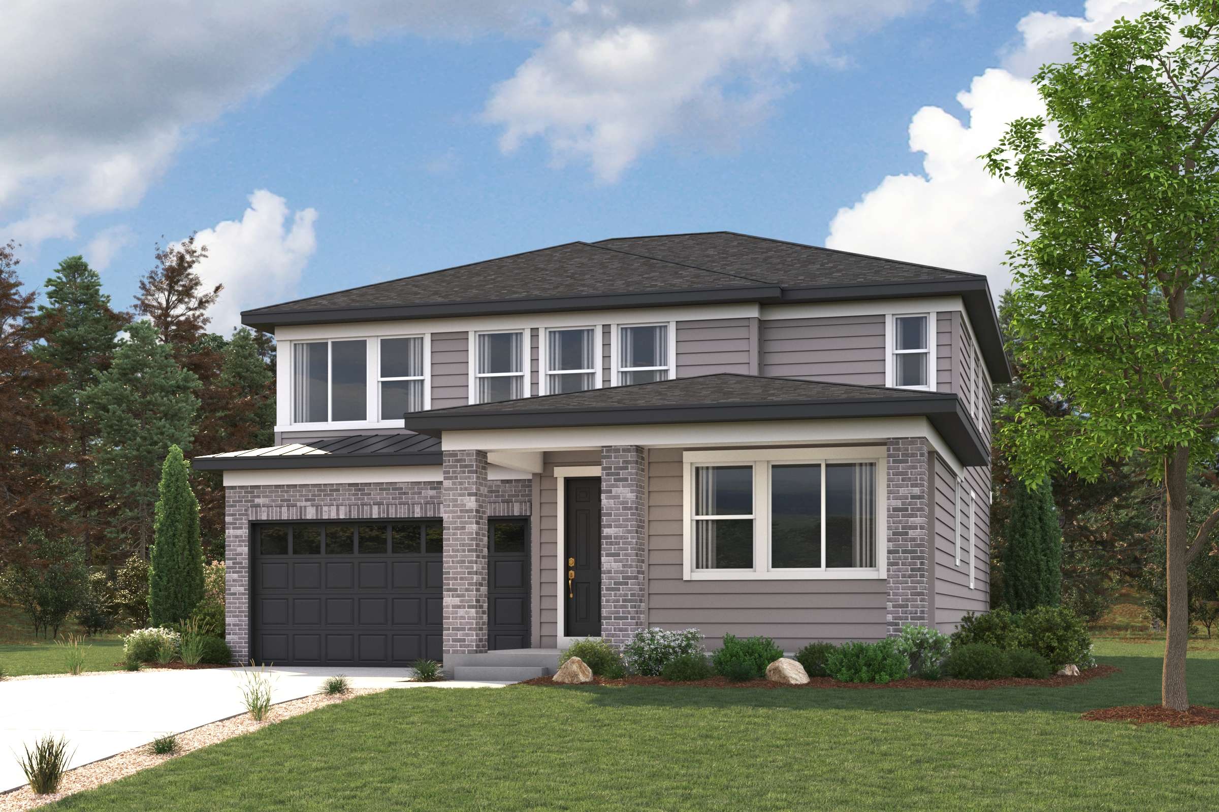 A house with a large front yard.