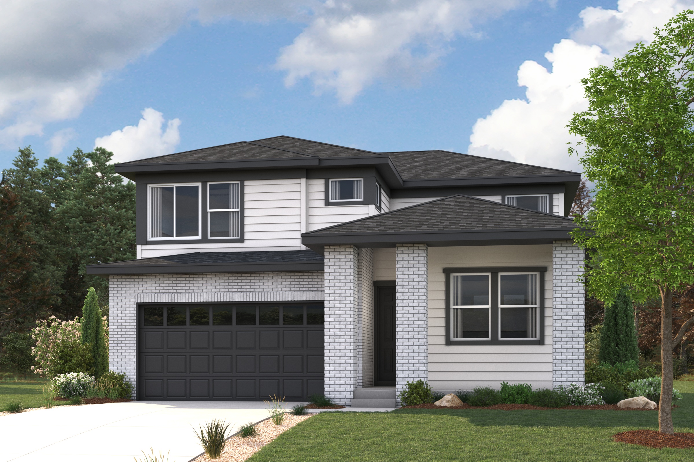 A house with a garage.