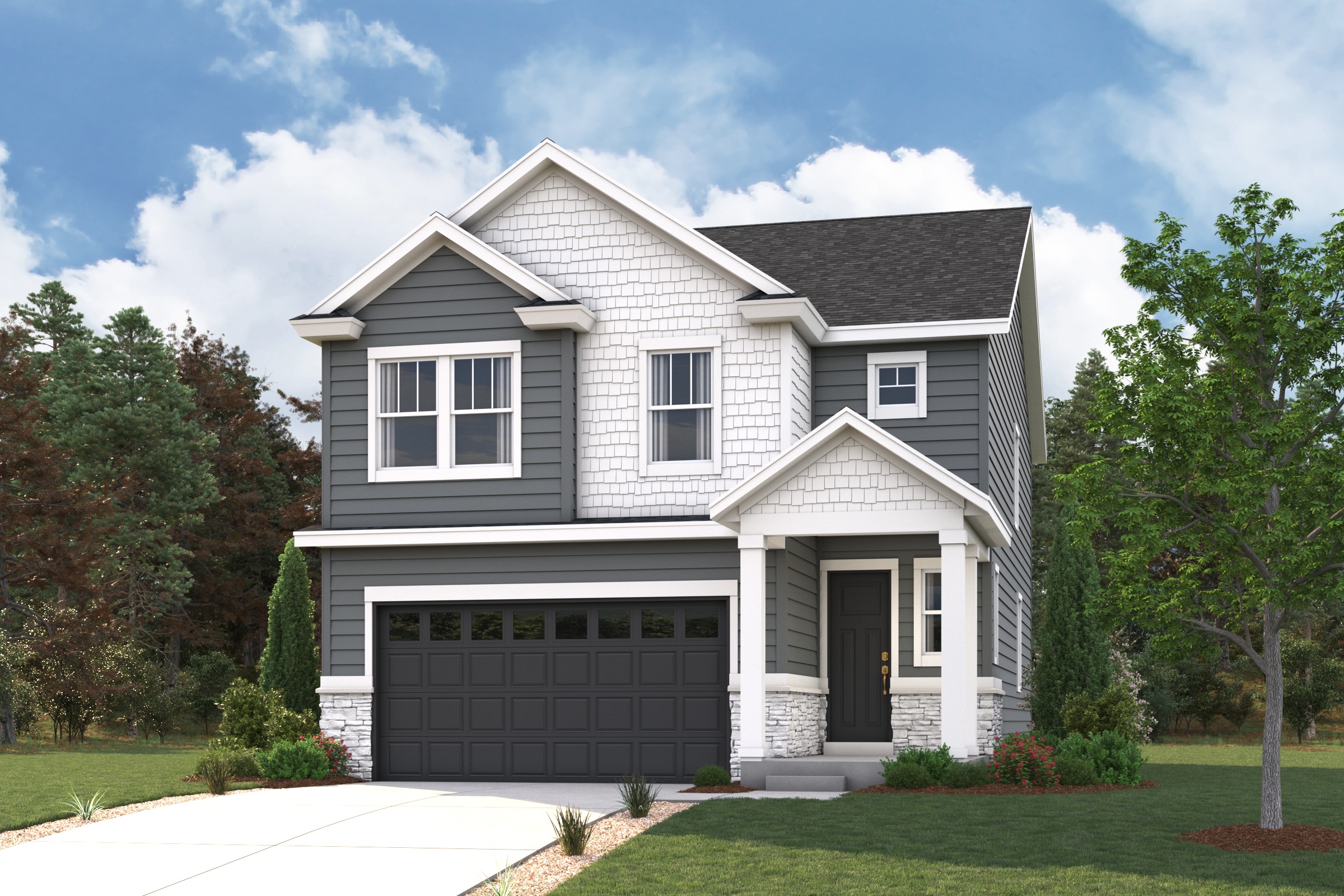 A house with a garage.