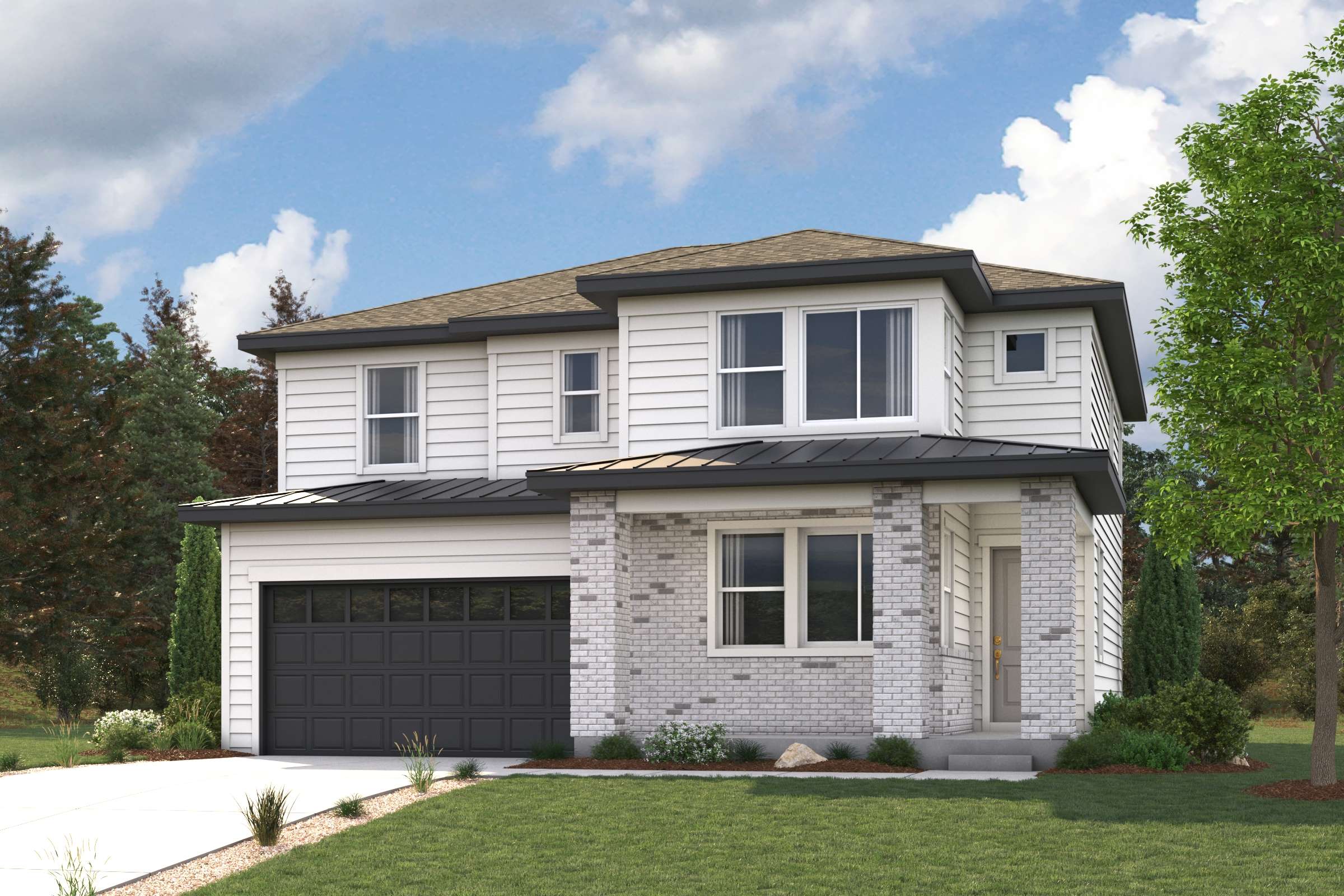 A house with a garage.