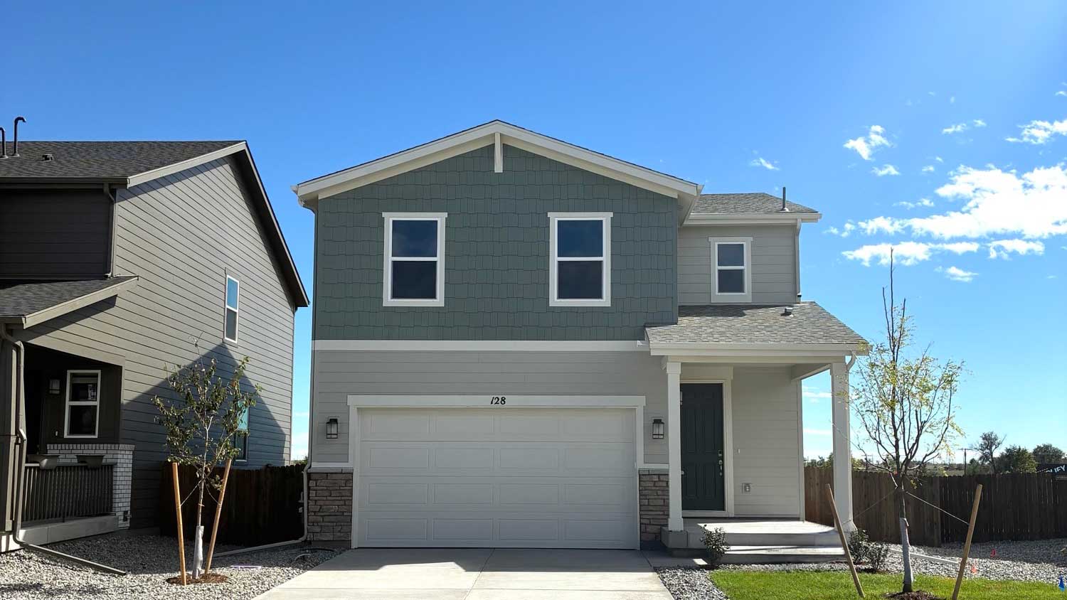 A house with a garage.