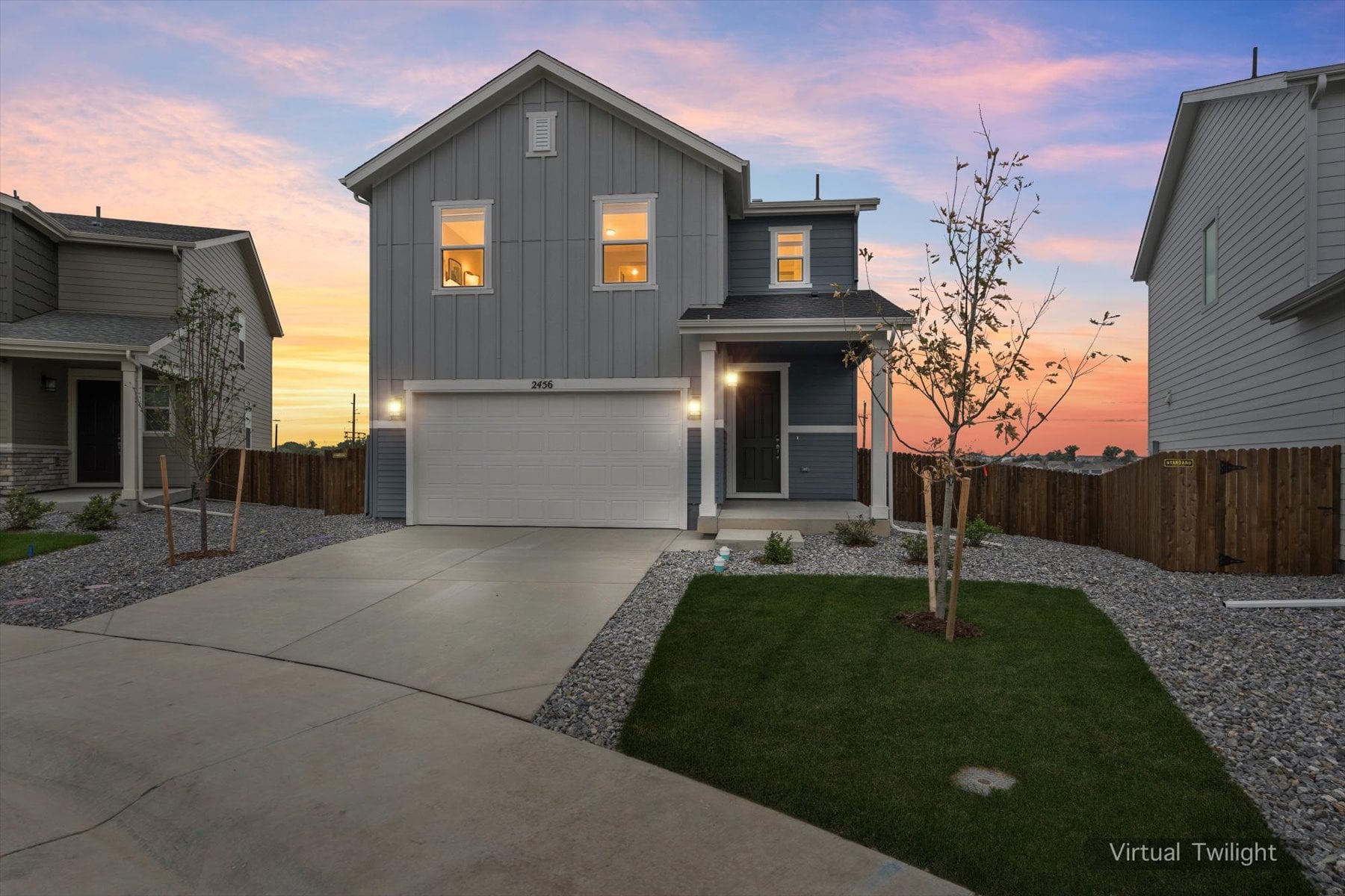 A house with a driveway.