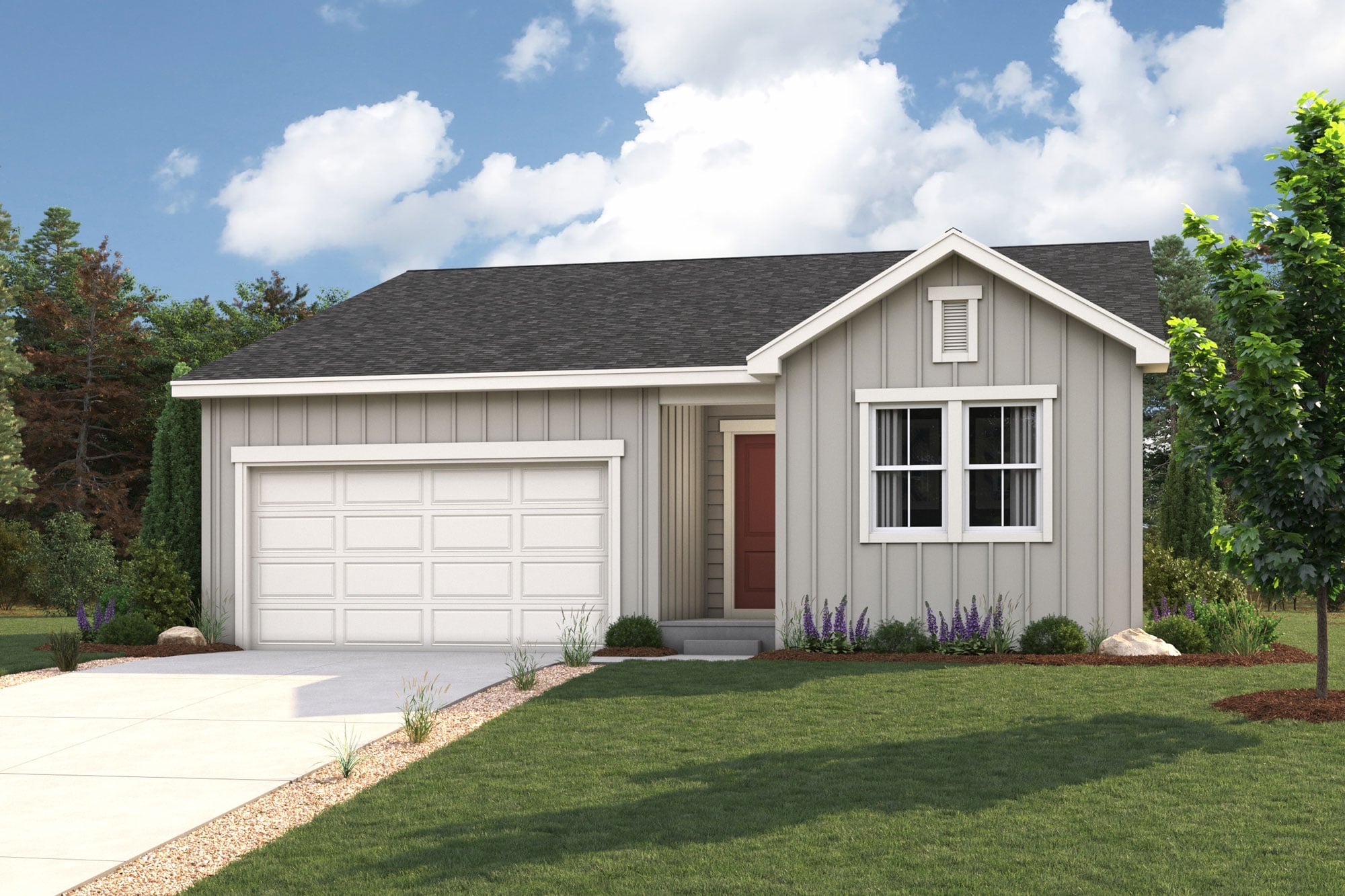 A house with a garage.