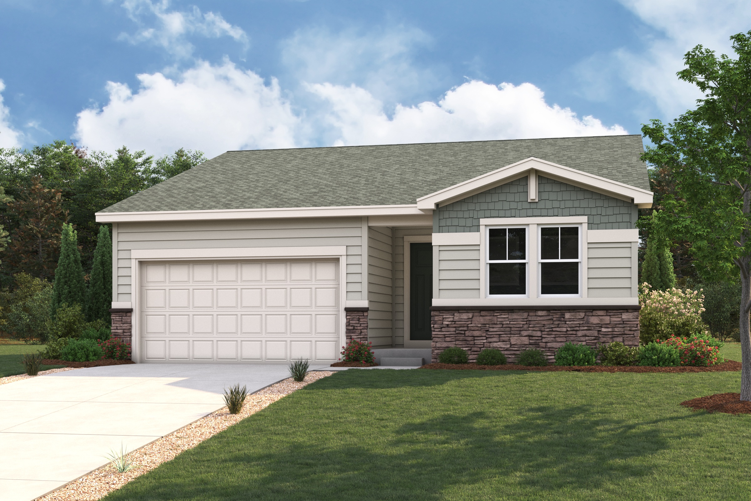 A house with a garage.
