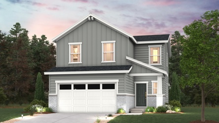 Cypress Floorplan home render with landscaping for Coyote Creek Elevation C