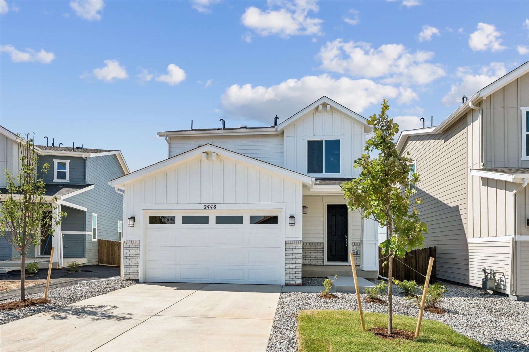 A house with a garage.