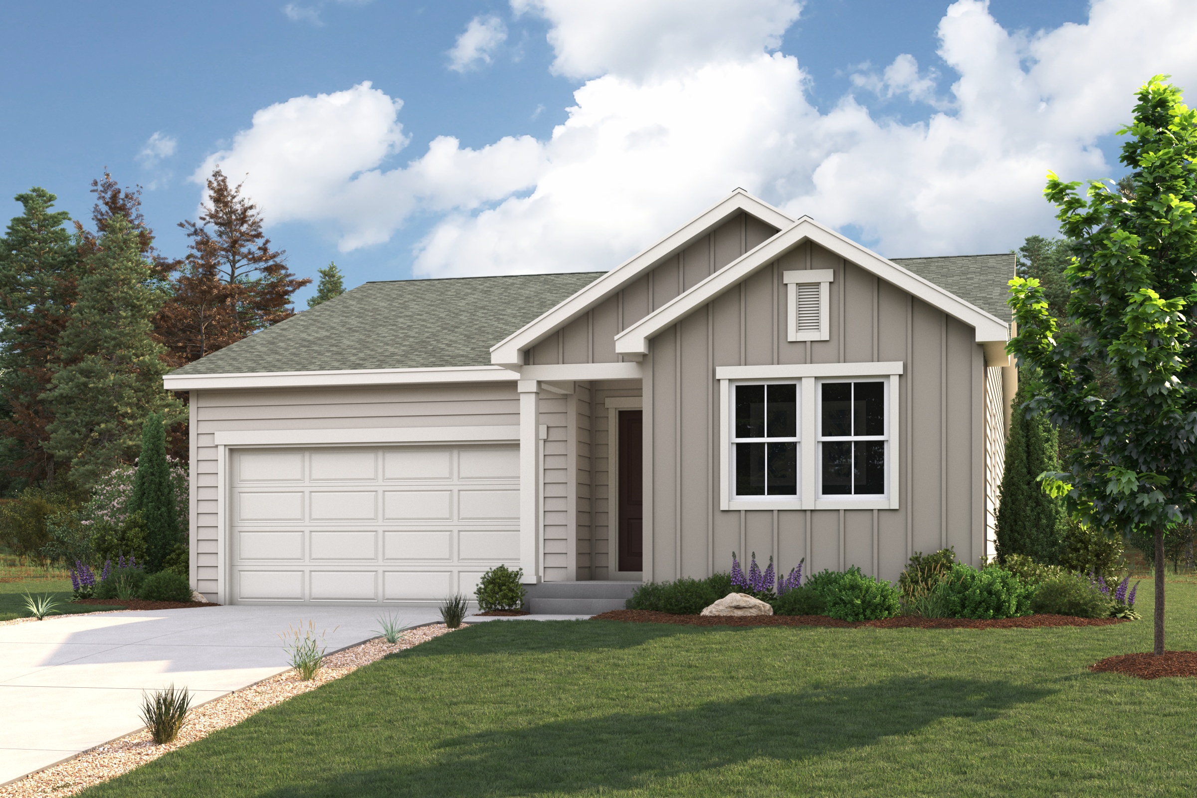 A house with a garage.