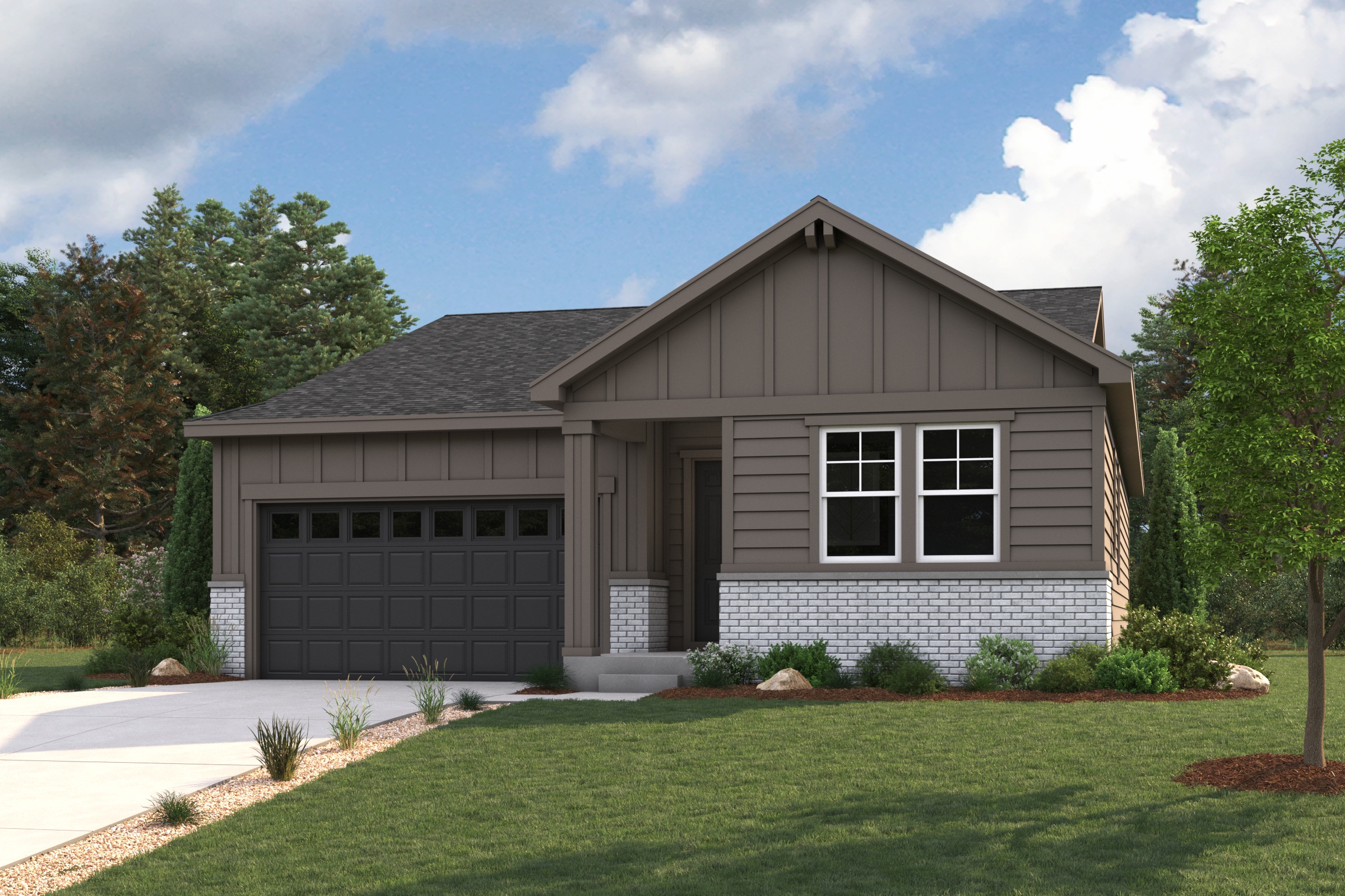 A house with a garage.
