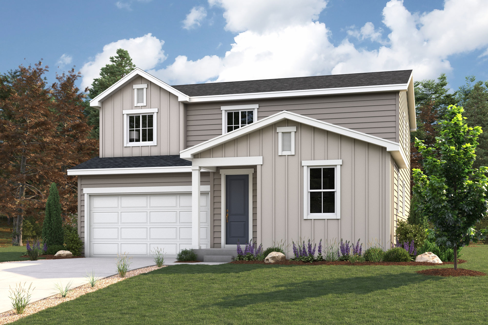 A house with a garage.