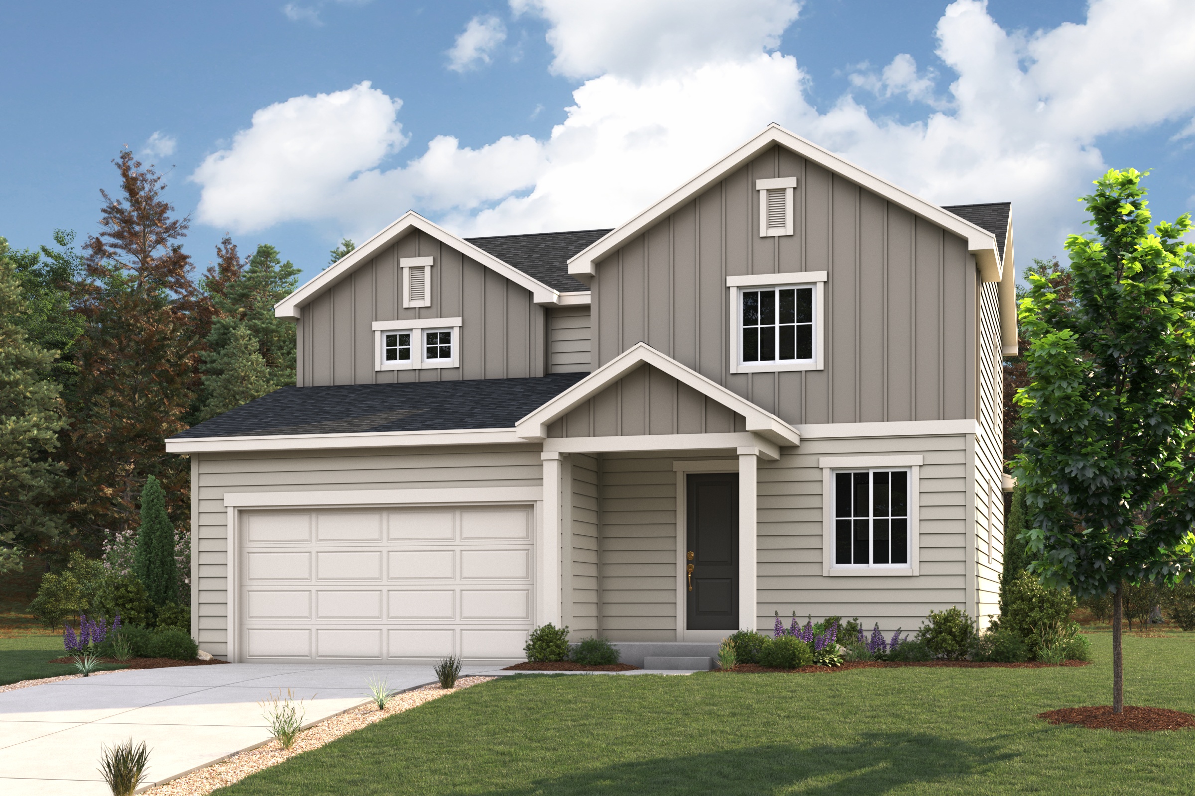 A house with a garage.