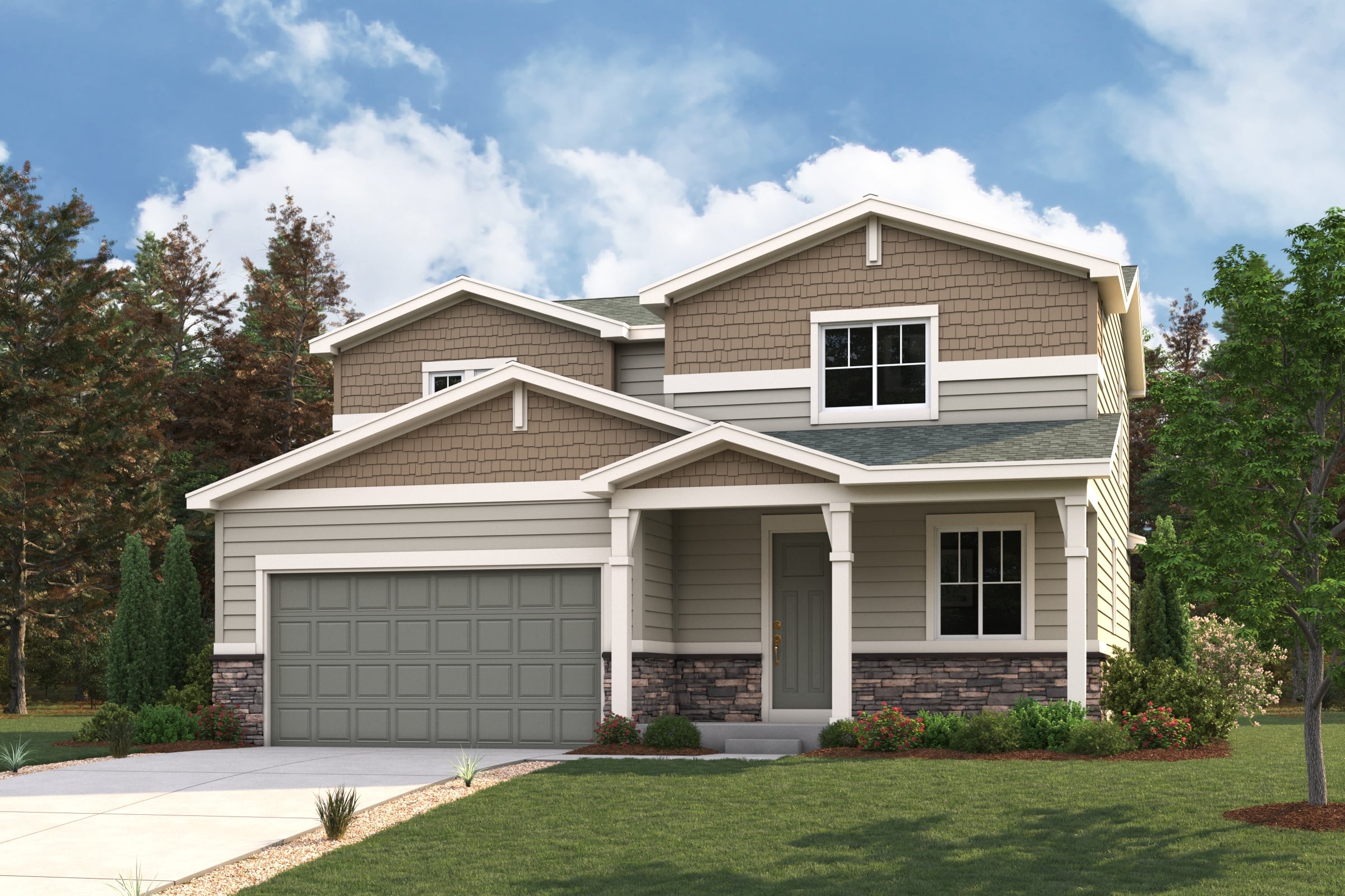 A house with a garage.