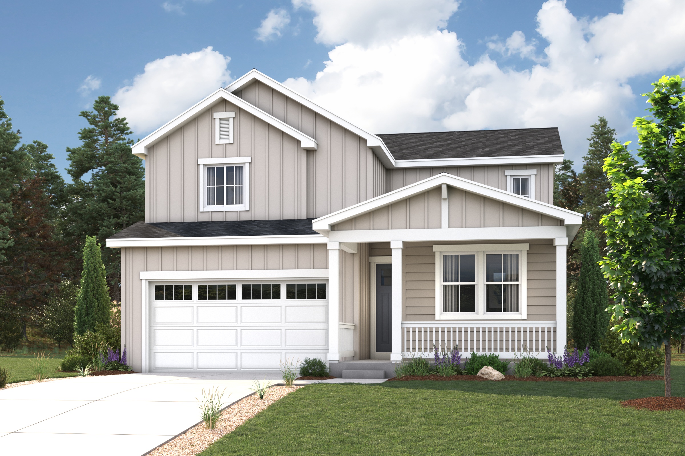A house with a garage.