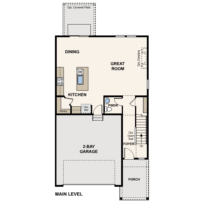 Diagram, engineering drawing. Ponderosa Floorplan, Main Level