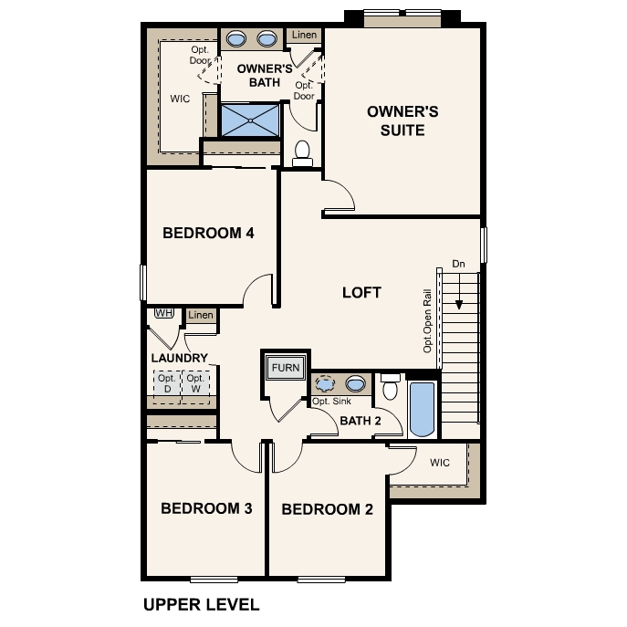 Diagram, engineering drawing. Ponderosa Floorplans, Upper Level