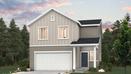 Ponderosa floorplan exterior home rendered image with landscaping Elevation A 