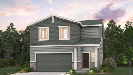 Ponderosa floorplan exterior home rendered image with landscaping Elevation B