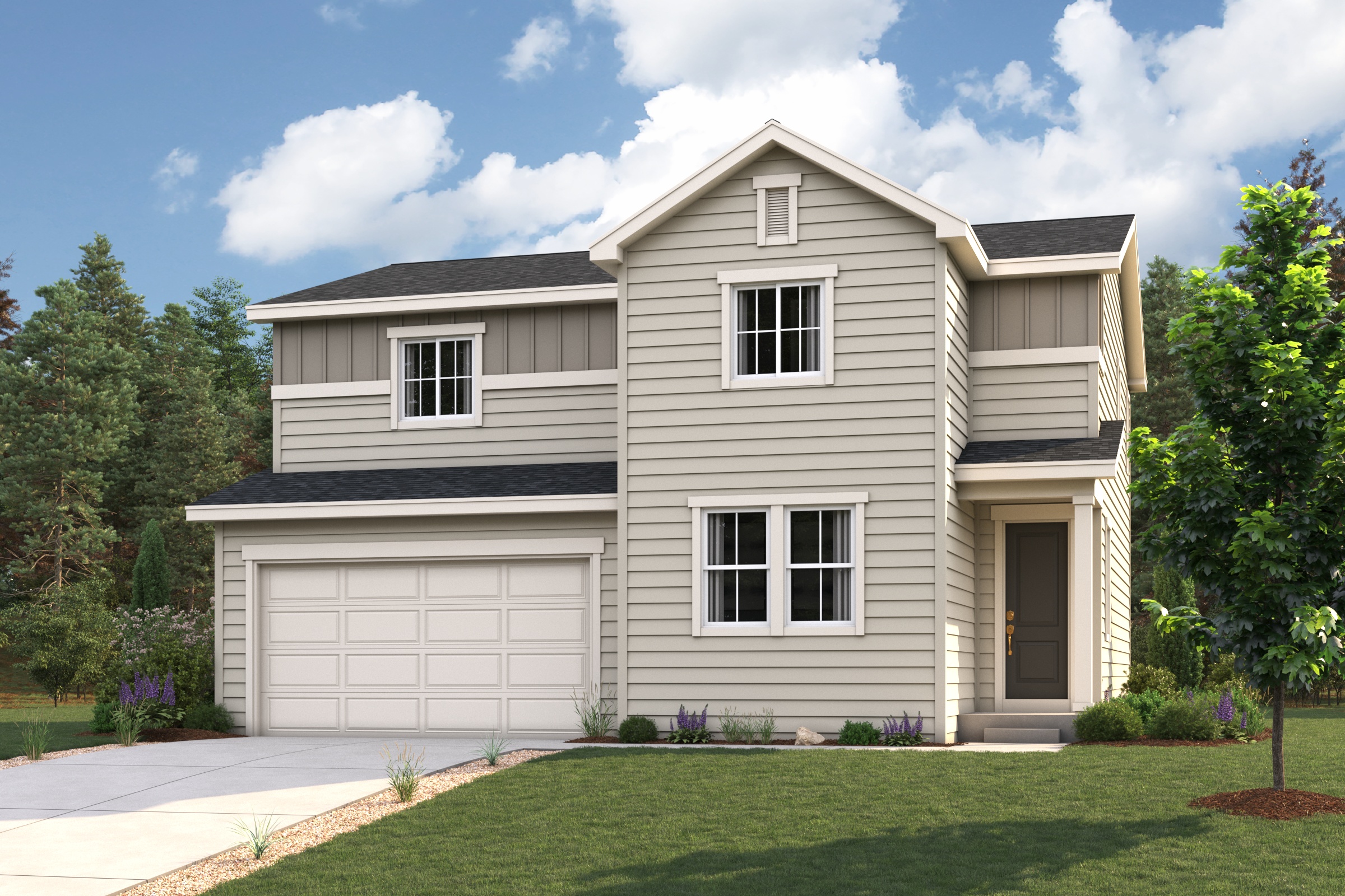 A house with a garage.