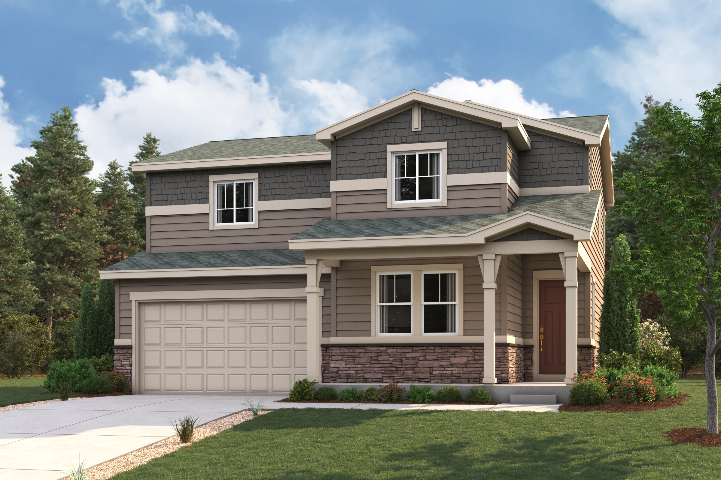 A house with a garage.