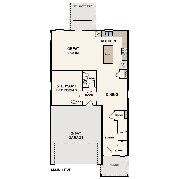 Diagram, engineering drawing. Spruce Floorplan, Main Level