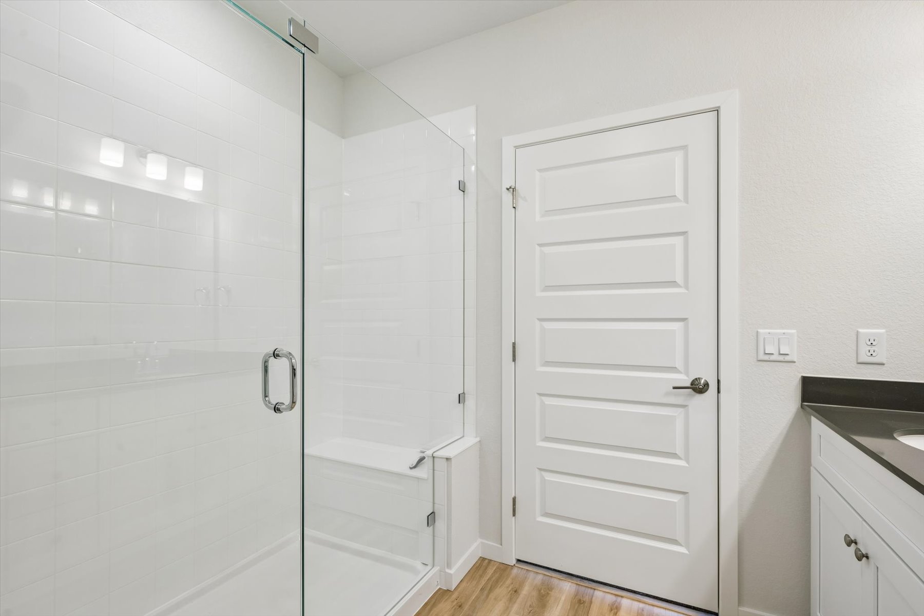 A white door in a room.