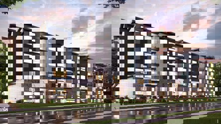 A building with many windows.