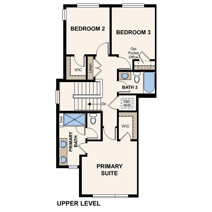 Diagram, engineering drawing. Westerly Floorplan, Upper Level
