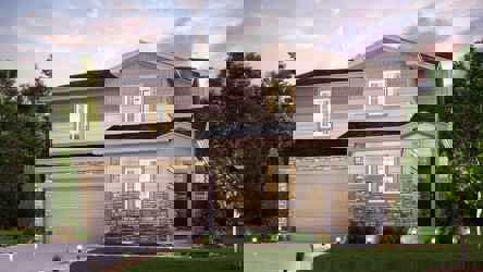 A house with a large front yard.