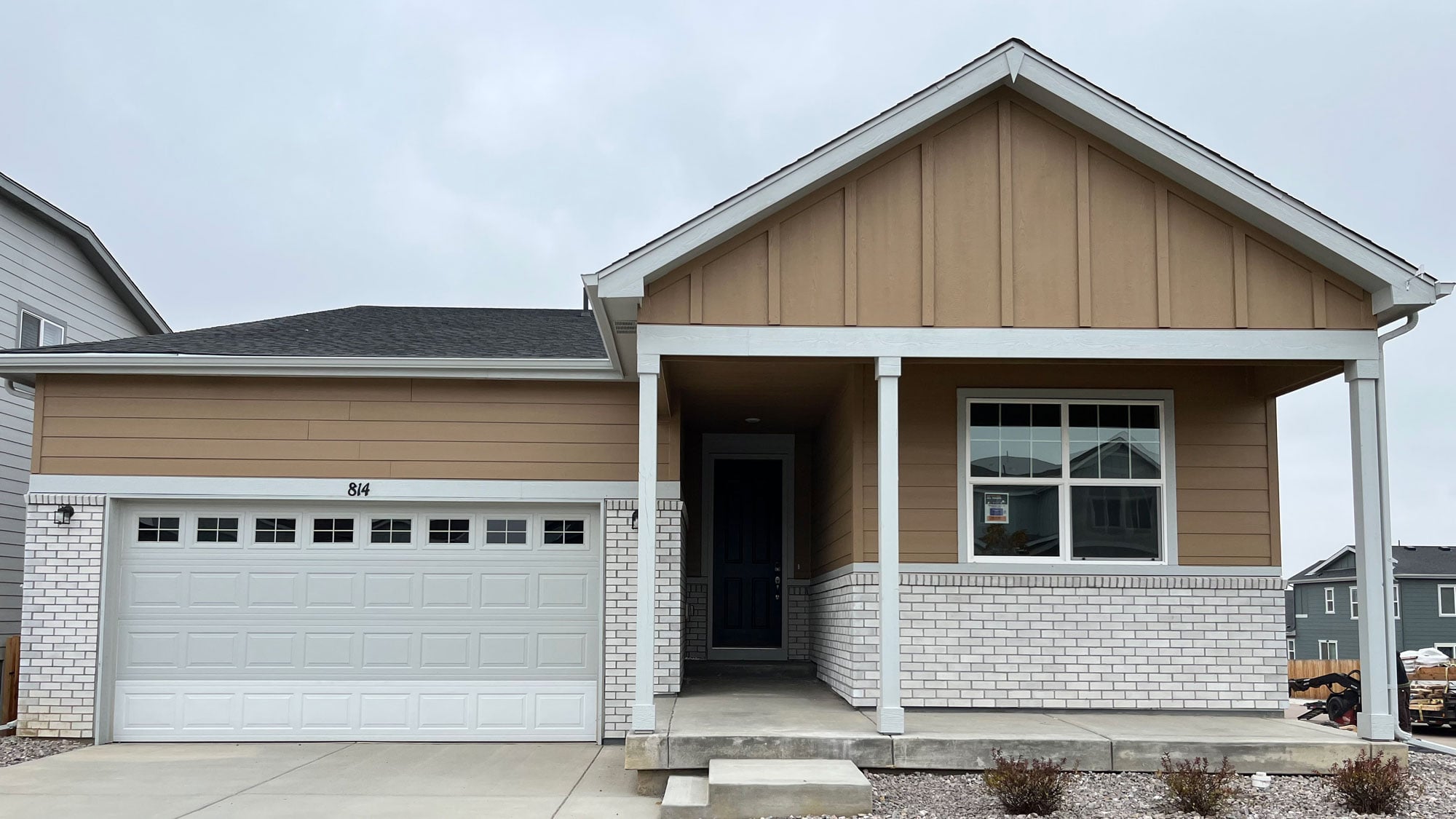 A house with a garage.