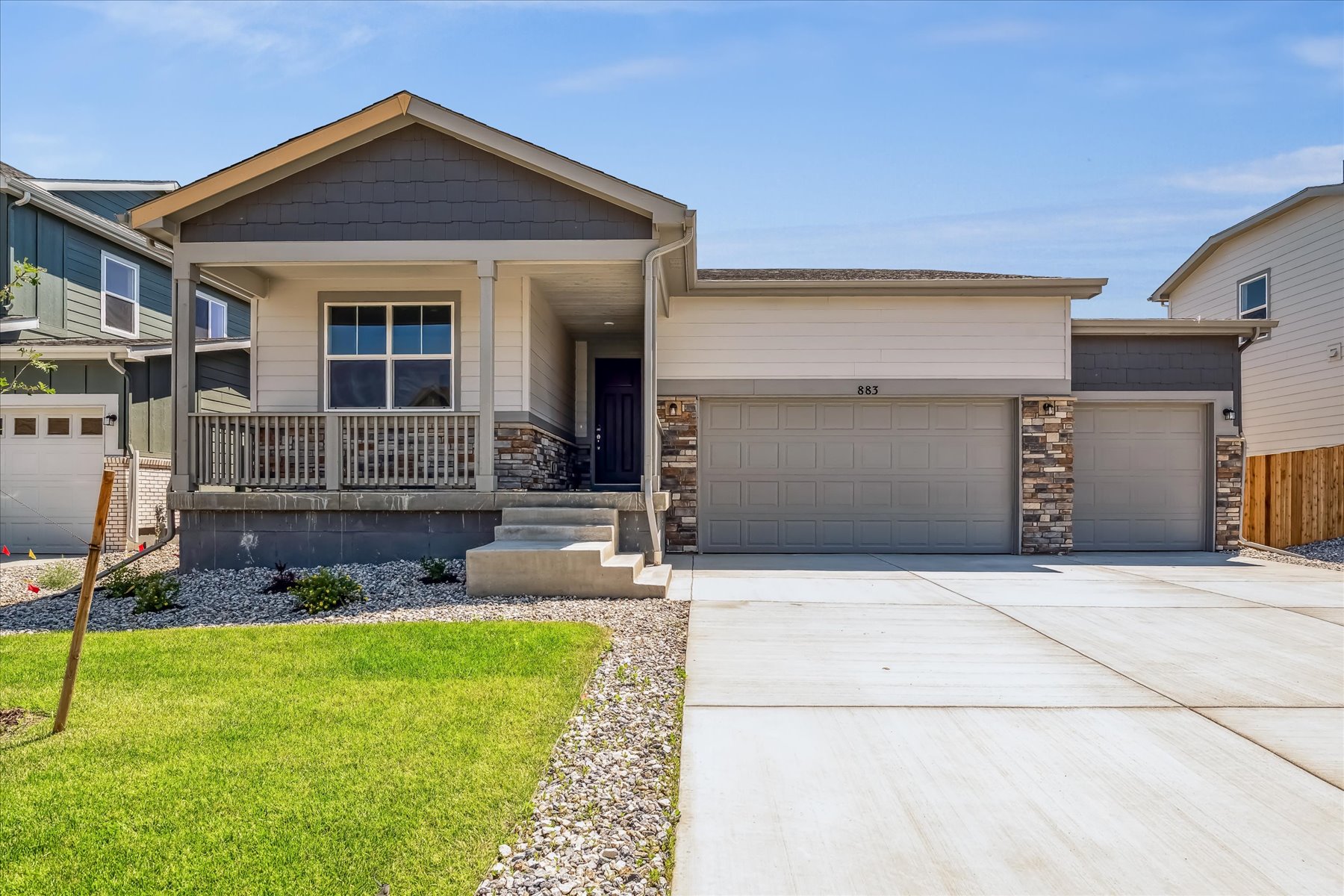A house with a front yard.