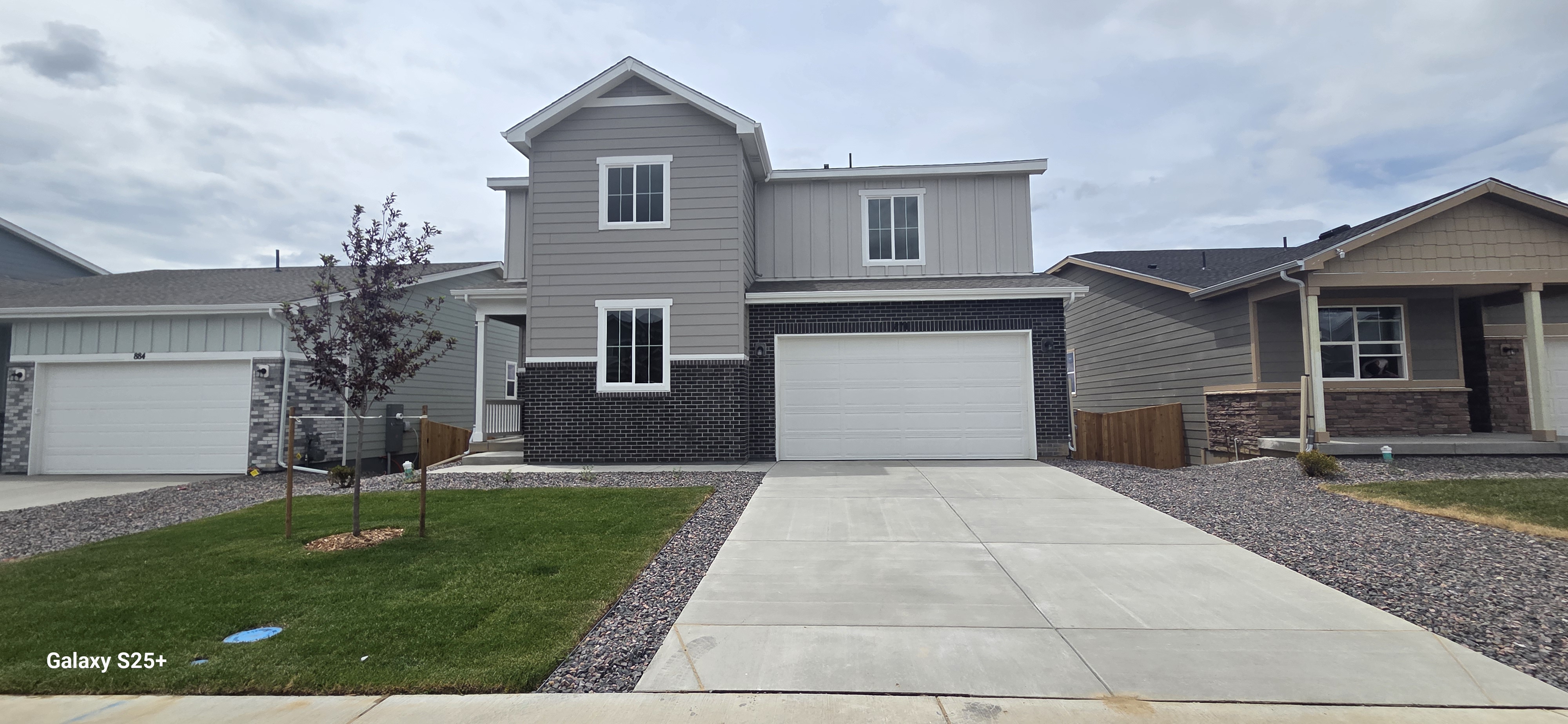 A house with a driveway.
