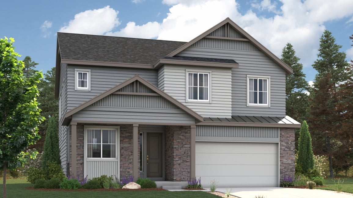 A house with a garage. Gateway Rendering Image, Elevation A