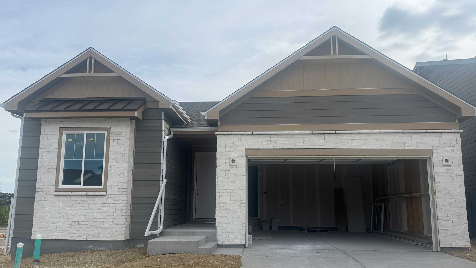 A house with a garage.