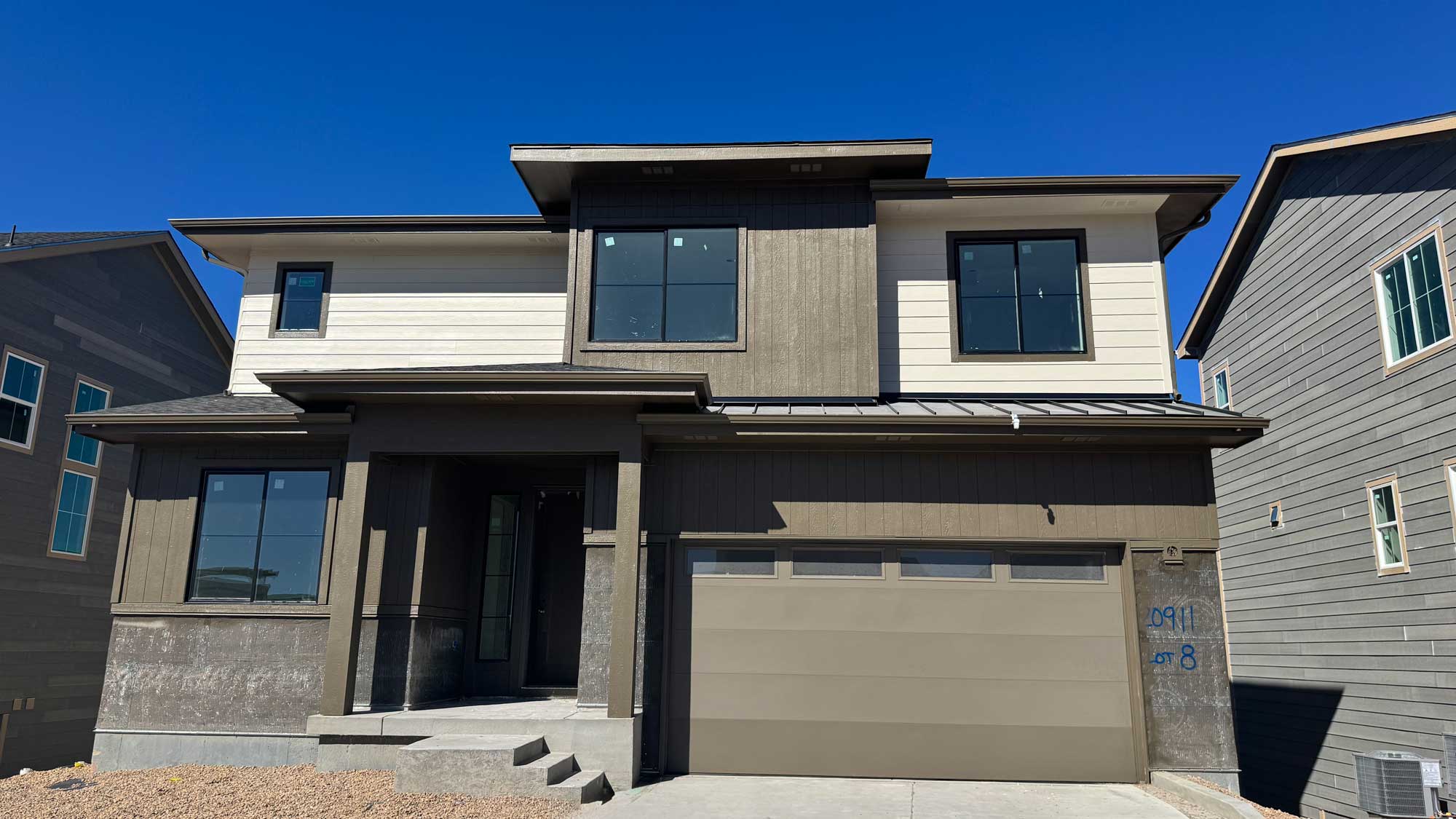 A house with a garage.
