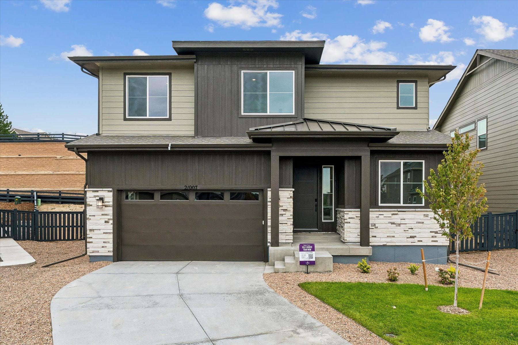 A house with a garage.