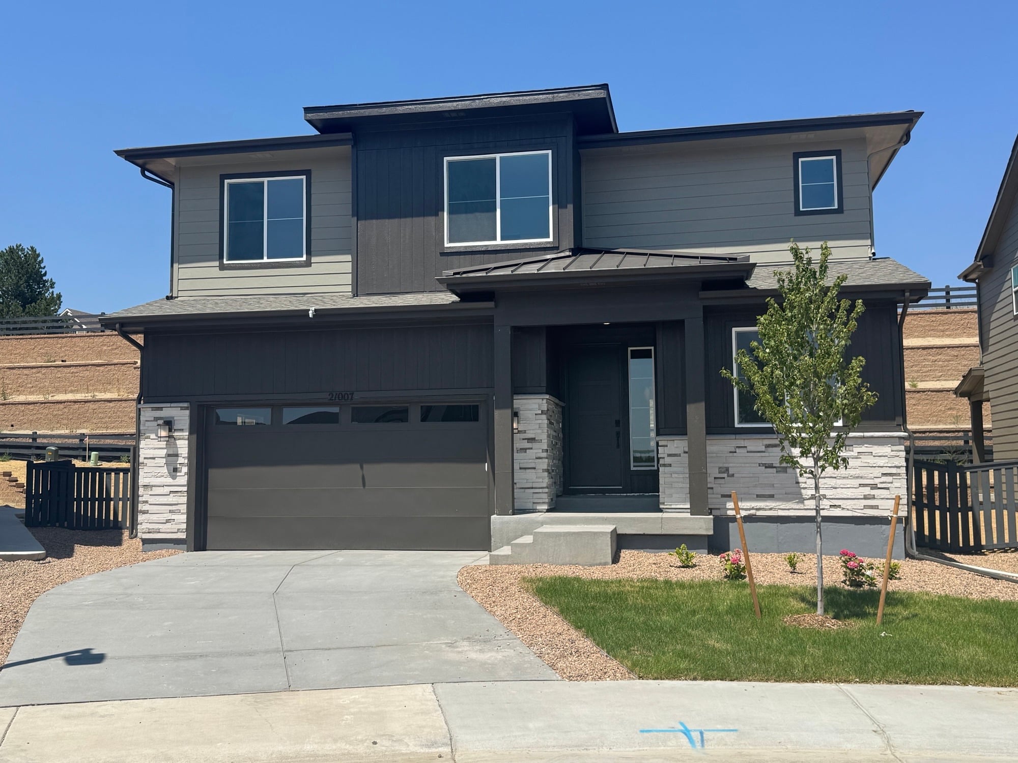 A house with a garage.