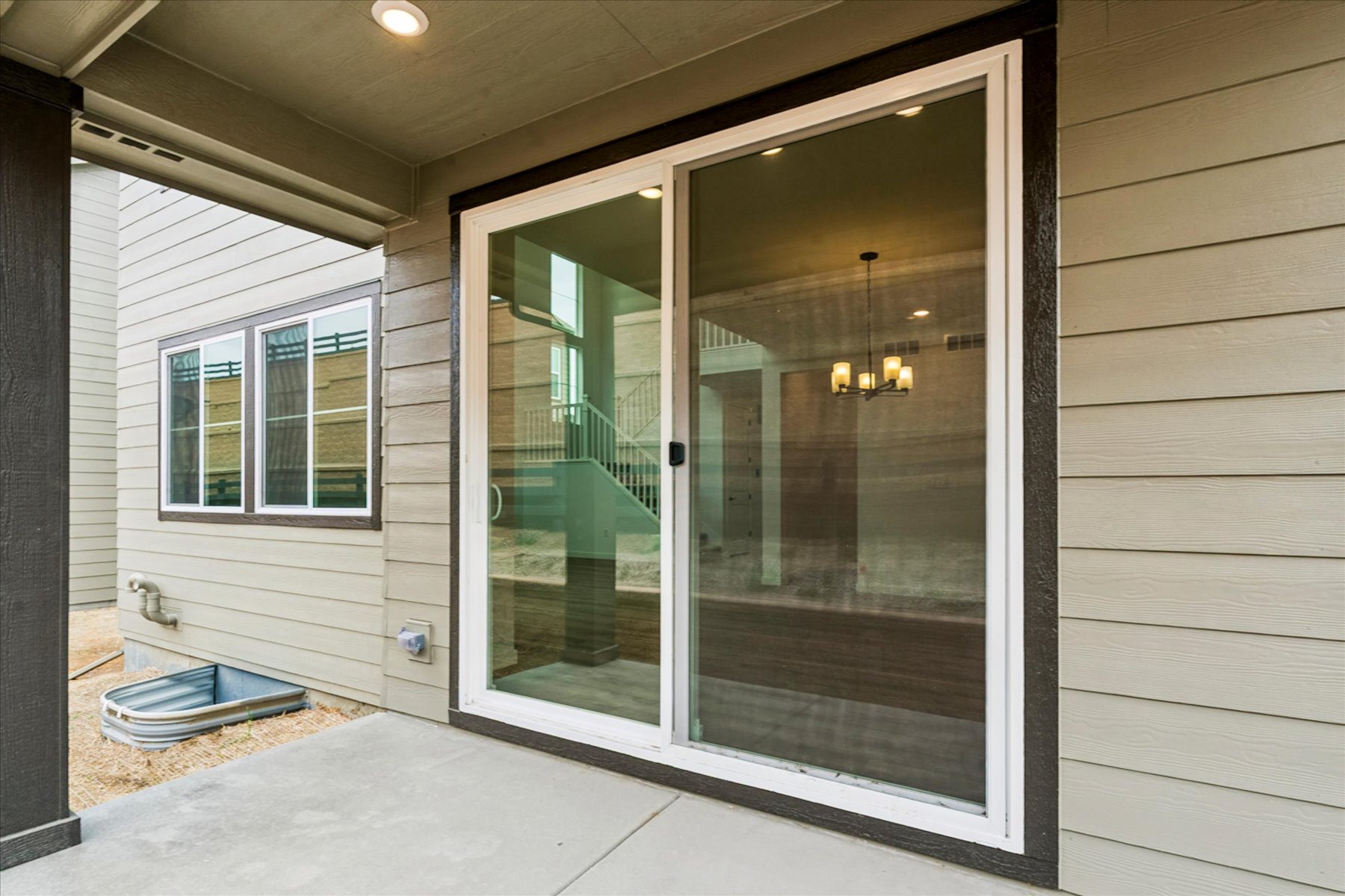 A glass door in a room.