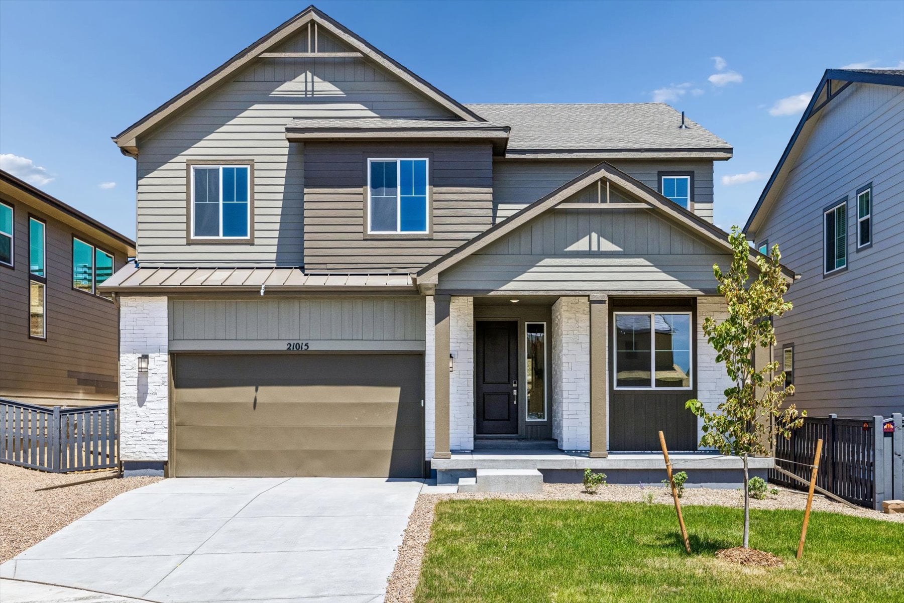 A house with a garage.