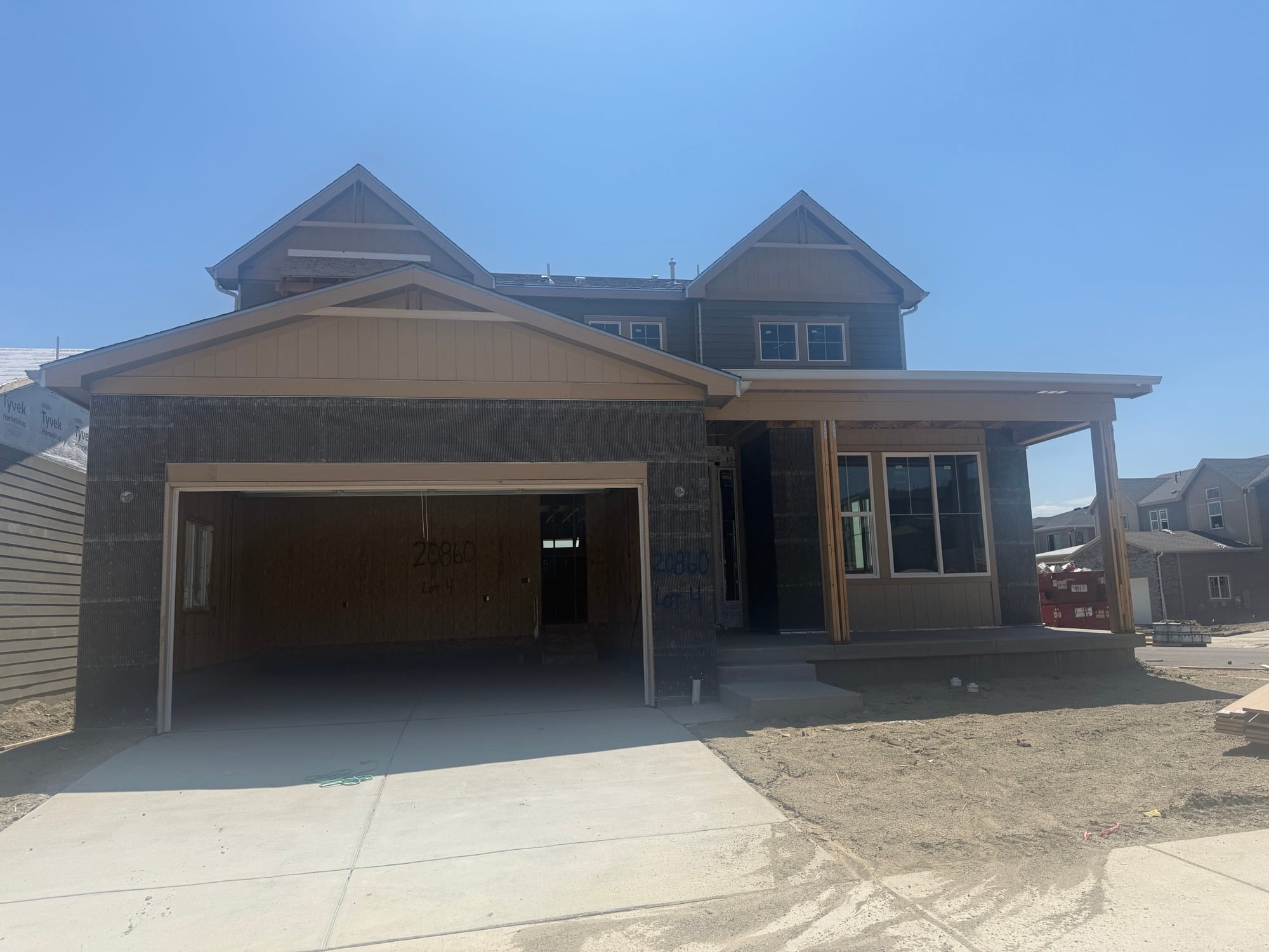 A house with a garage.