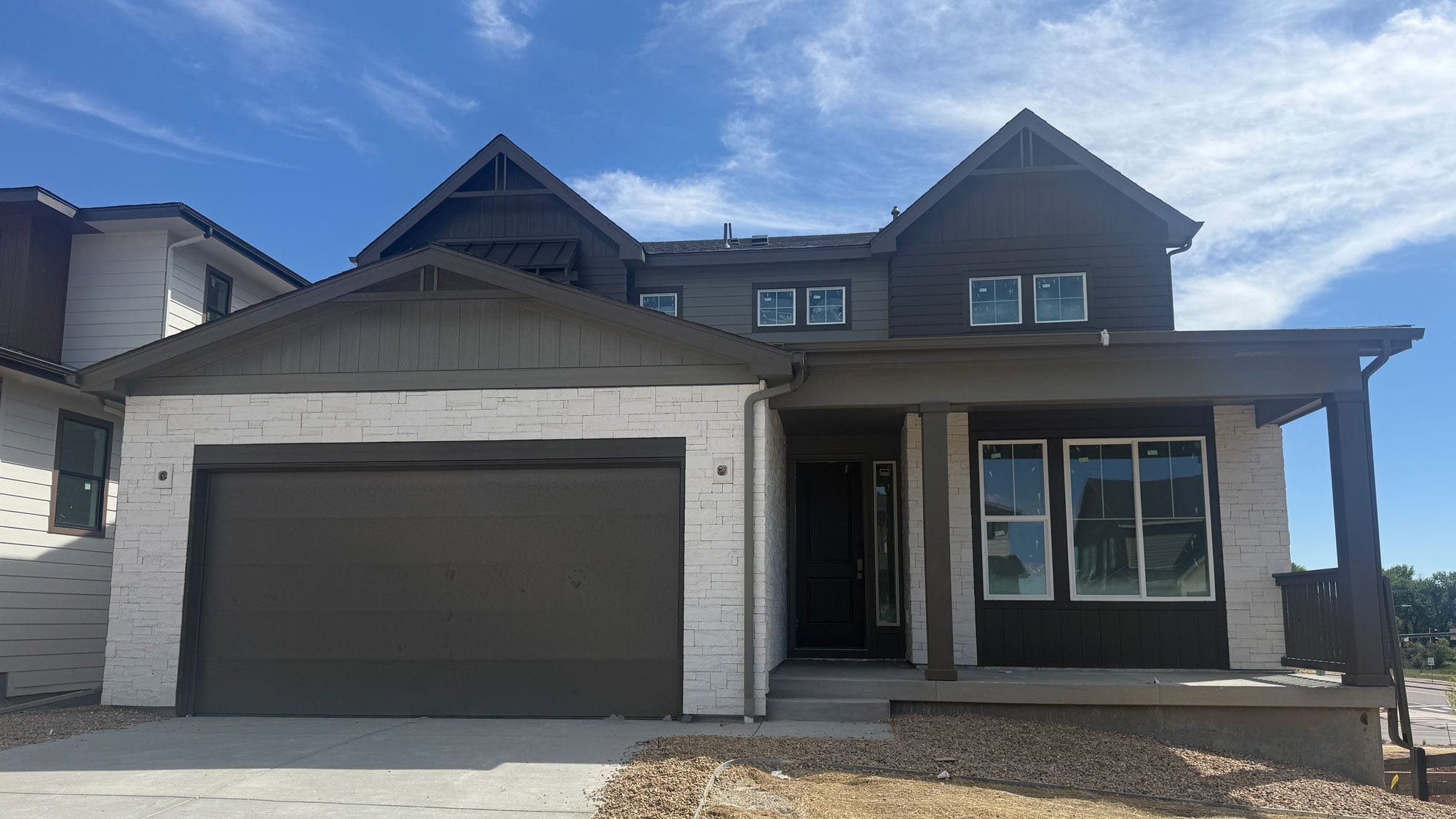 A house with a garage.