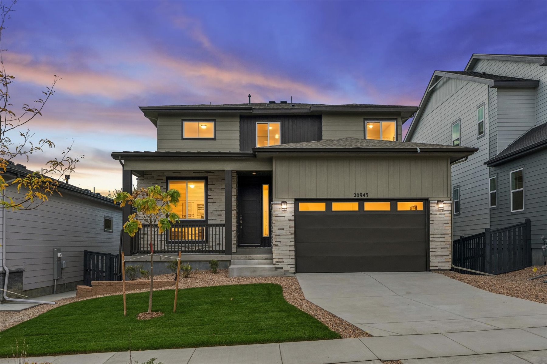 A house with a garage.