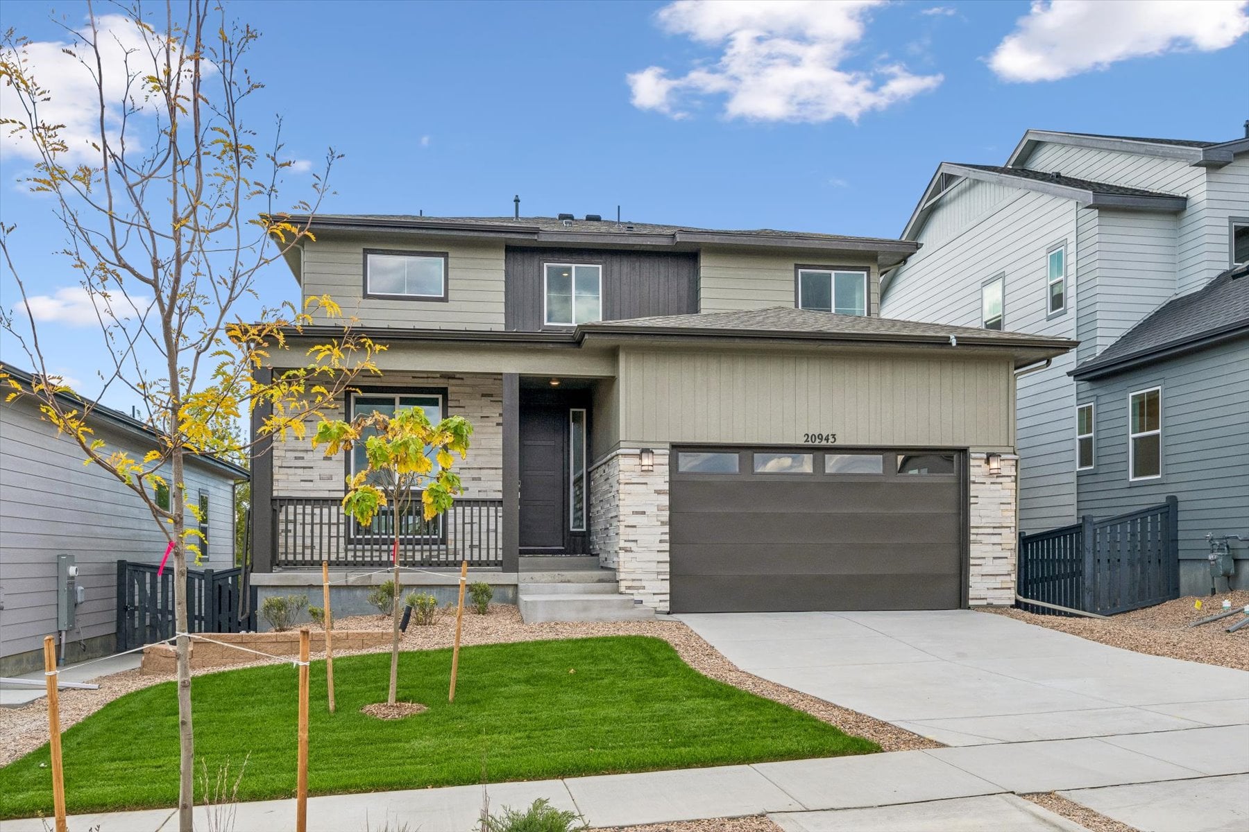A house with a garage.