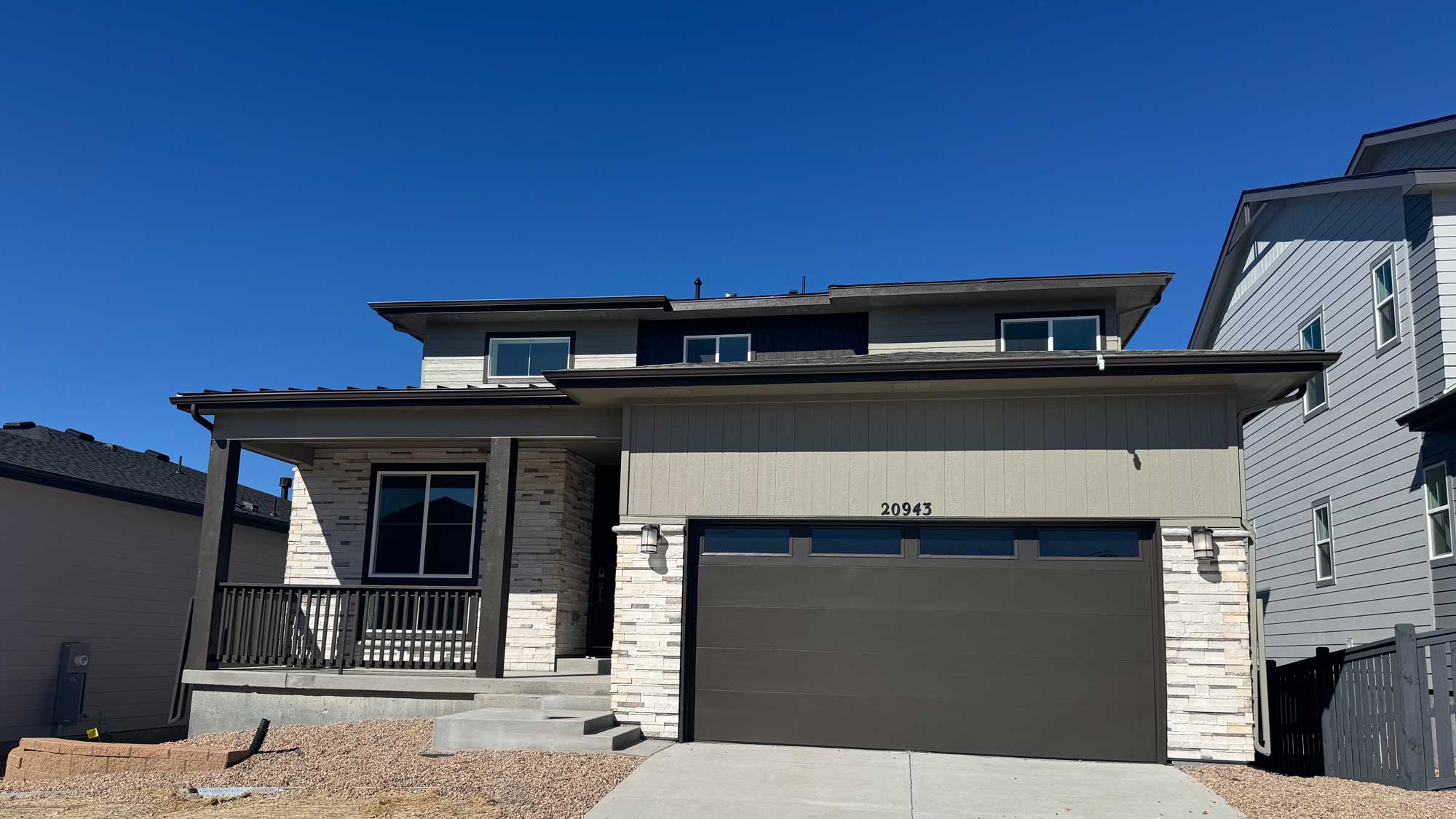A house with a garage.