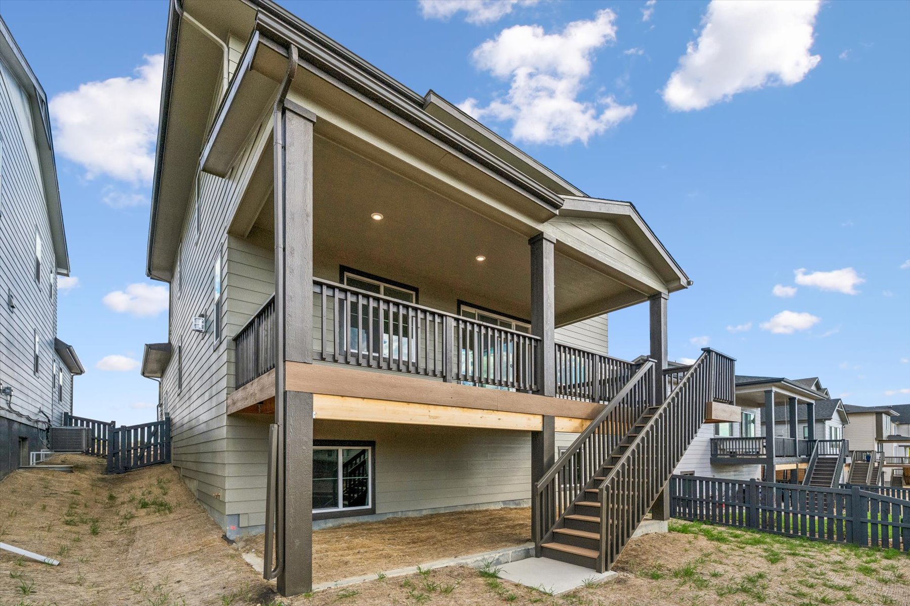 A house with a staircase.