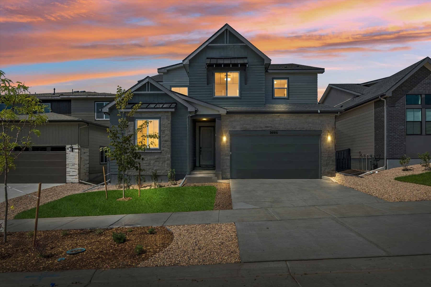 A house with a driveway.