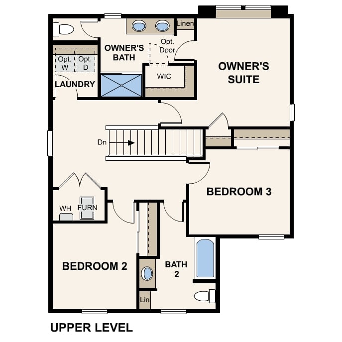 Diagram, engineering drawing. Cypress Floorplan, Upper Level