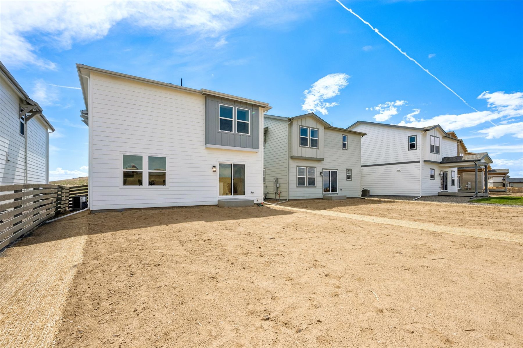 A row of white houses.